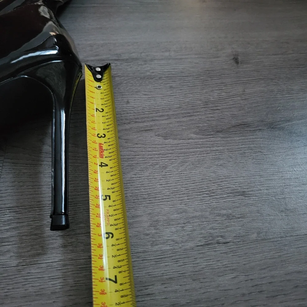 Fashion Nova Black Patent Over-The-Knee Pointed Stiletto Boots